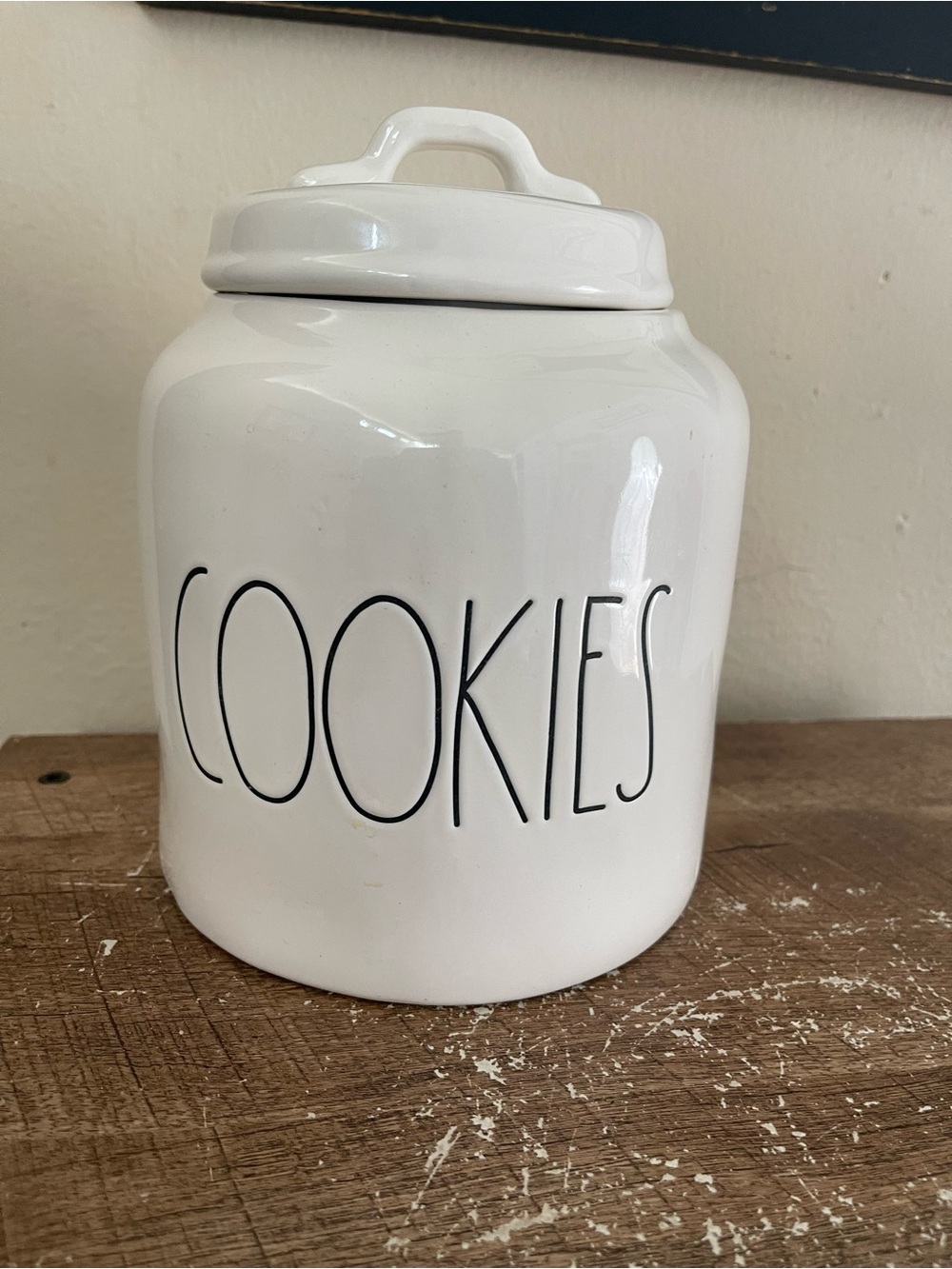 Rae Dunn White Ceramic 'COOKIES' Jar with Black Lettering